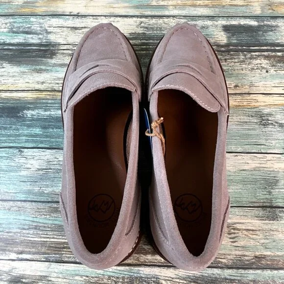 White Mountain Loafer Womens Size 8W Taupe Suede Dress Shoes Work Formal Comfort - Picture 4 of 11
